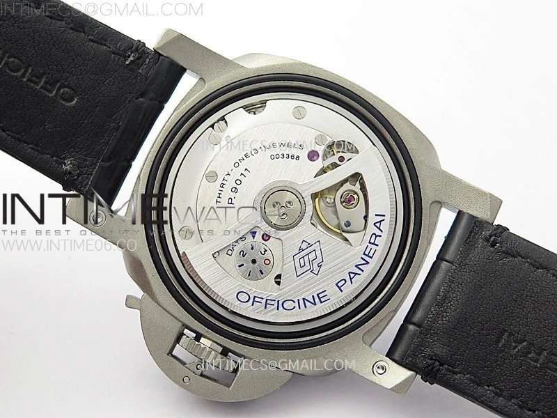 PAM1279 X Luminor GMT 42mm Titanium VSF 1:1 Best Edition Blue Dial on Black Leather Strap P.9011 Super Clone